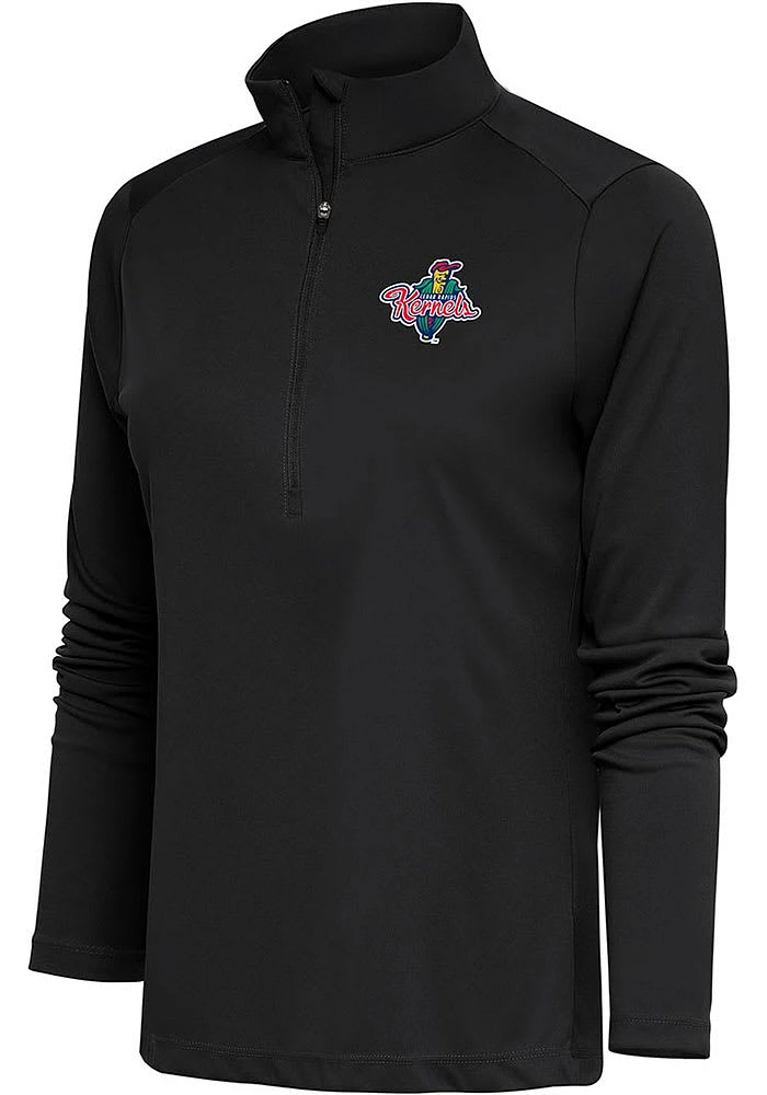 Antigua Cedar Rapids Kernels Womens Grey Tribute Qtr Zip Pullover