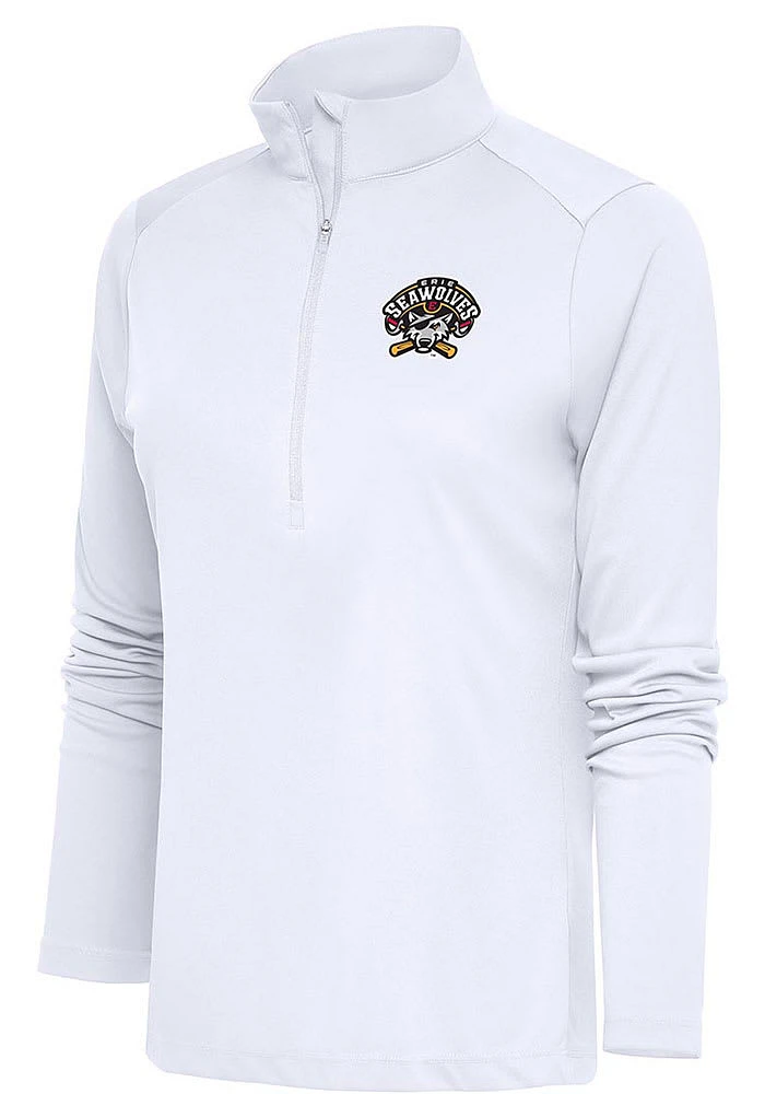 Antigua Erie SeaWolves Womens White Tribute Qtr Zip Pullover
