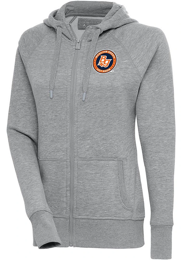 Antigua Bowling Green Hot Rods Womens Grey Victory Long Sleeve Full Zip Jacket