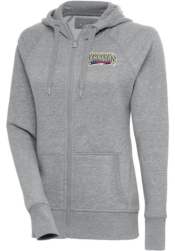 Antigua Harrisburg Senators Womens Grey Victory Long Sleeve Full Zip Jacket