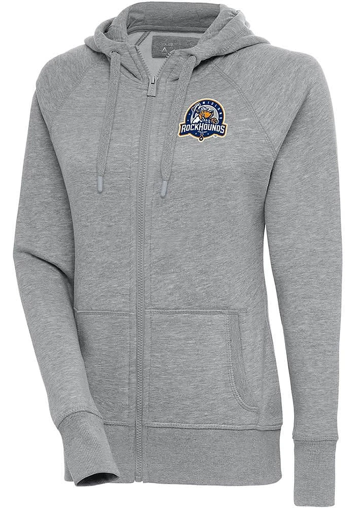 Antigua Midland RockHounds Womens Grey Victory Long Sleeve Full Zip Jacket