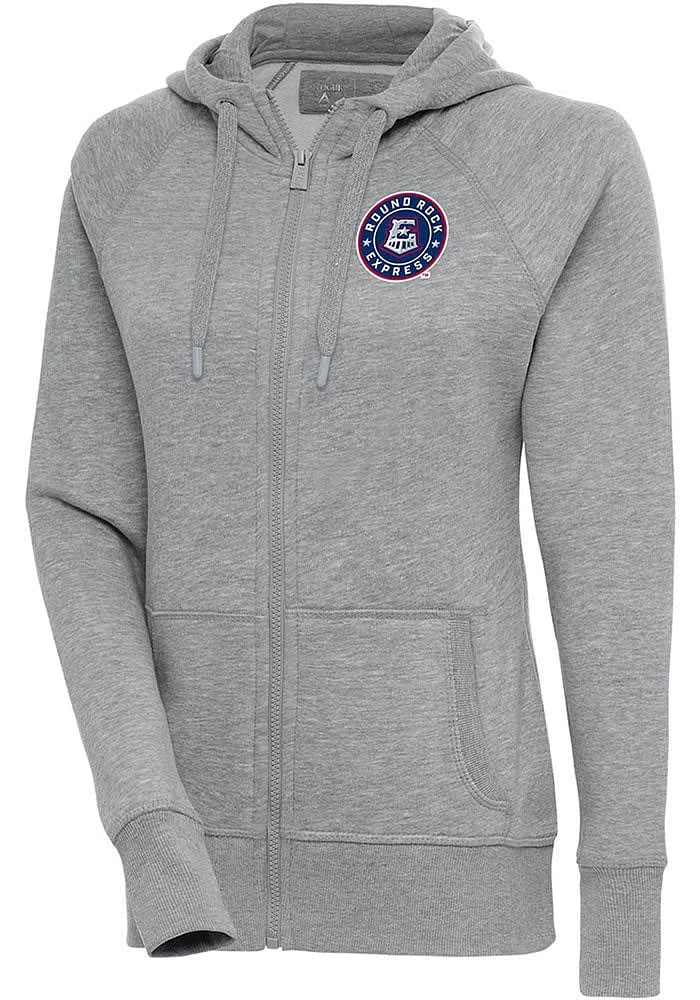 Antigua Round Rock Express Womens Grey Victory Long Sleeve Full Zip Jacket