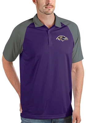 Antigua Baltimore Ravens Mens Purple Nova Short Sleeve Polo