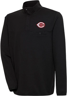 Antigua Cincinnati Reds Mens Steamer Long Sleeve Qtr Zip Pullover