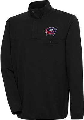 Antigua Columbus Blue Jackets Mens Black Steamer Long Sleeve 1/4 Zip Pullover