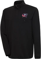 Antigua Columbus Blue Jackets Mens Black Steamer Long Sleeve Qtr Zip Pullover