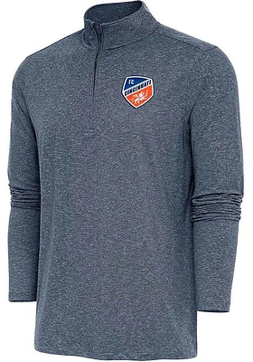 Antigua FC Cincinnati Mens Navy Blue Hunk Long Sleeve Qtr Zip Pullover