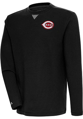 Antigua Cincinnati Reds Mens Flier Bunker Long Sleeve Crew Sweatshirt