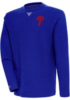 Antigua Philadelphia Phillies Mens Blue Flier Bunker Long Sleeve Crew Sweatshirt