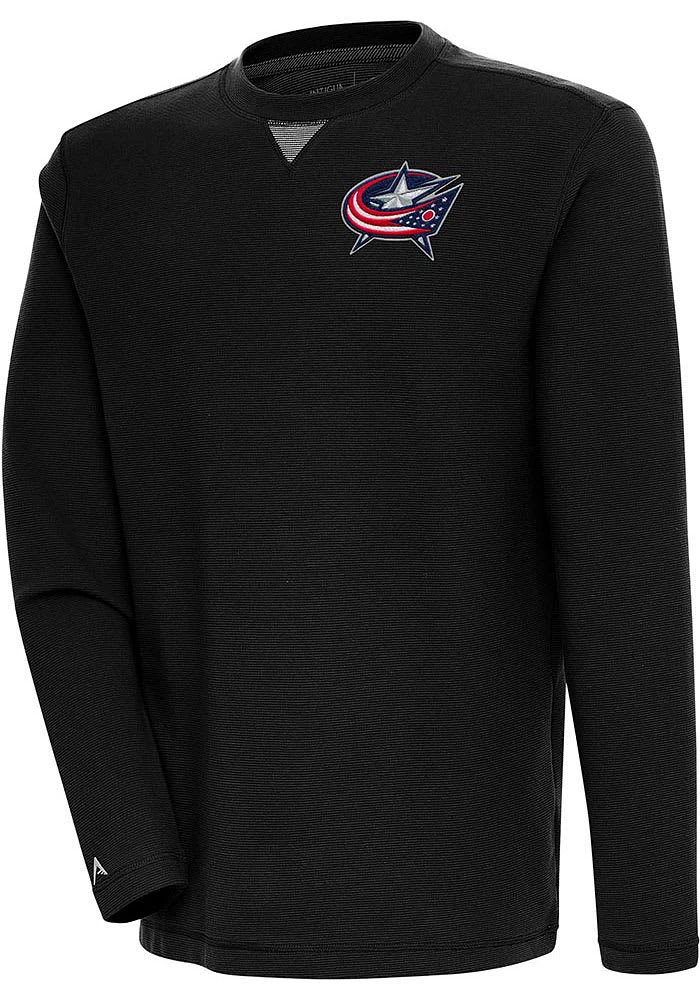 Antigua Columbus Blue Jackets Mens Black Flier Bunker Long Sleeve Crew Sweatshirt