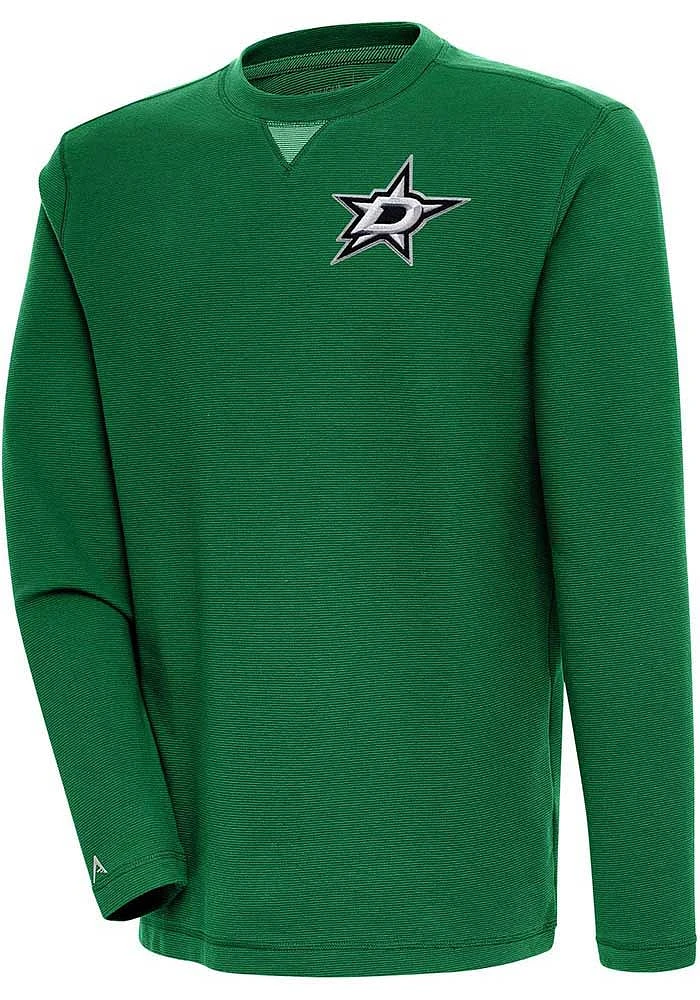 Antigua Dallas Stars Mens Green Flier Bunker Long Sleeve Crew Sweatshirt