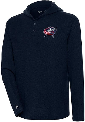 Antigua Columbus Blue Jackets Mens Navy Strong Hold Long Sleeve Hoodie