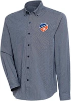 Antigua FC Cincinnati Mens Navy Blue Compression Long Sleeve Dress Shirt