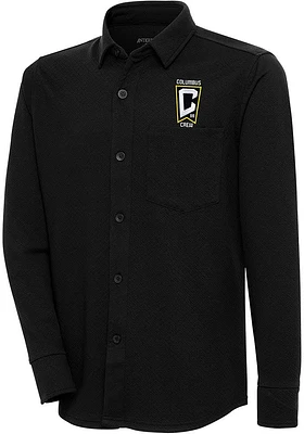 Antigua Columbus Crew Mens Black Steamer Shacket Long Sleeve Dress Shirt