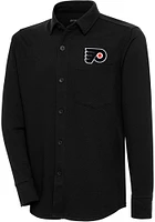 Antigua Philadelphia Flyers Mens Black Steamer Shacket Long Sleeve Dress Shirt