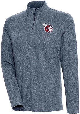 Antigua Cleveland Guardians Womens Navy Blue Confront Qtr Zip Pullover
