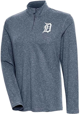 Antigua Detroit Tigers Womens Navy Blue Confront Qtr Zip Pullover