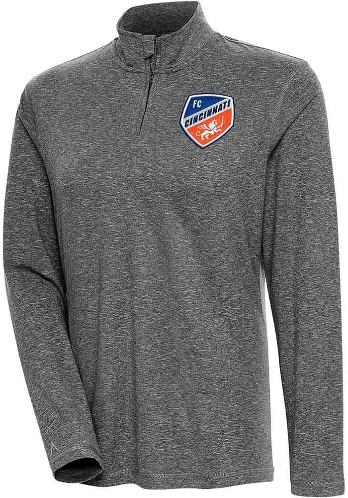 Antigua FC Cincinnati Womens Black Confront Qtr Zip Pullover