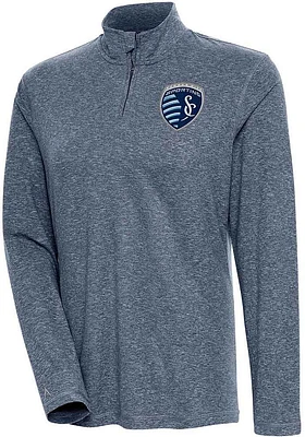 Antigua Sporting Kansas City Womens Navy Blue Confront Qtr Zip Pullover