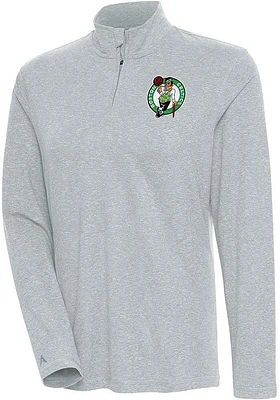 Antigua Boston Celtics Womens Grey Confront Qtr Zip Pullover