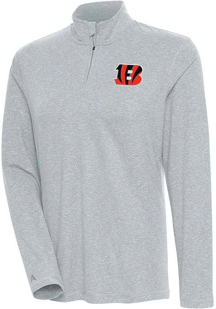 Antigua Cincinnati Bengals Womens Grey Confront Qtr Zip Pullover