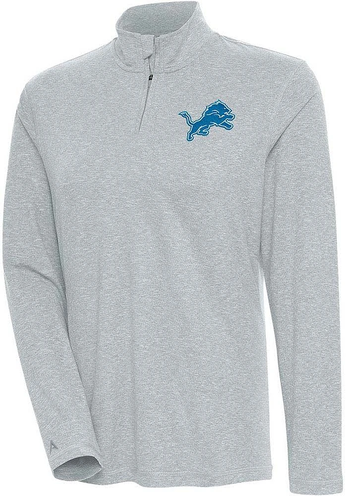 Antigua Detroit Lions Womens Grey Confront Qtr Zip Pullover