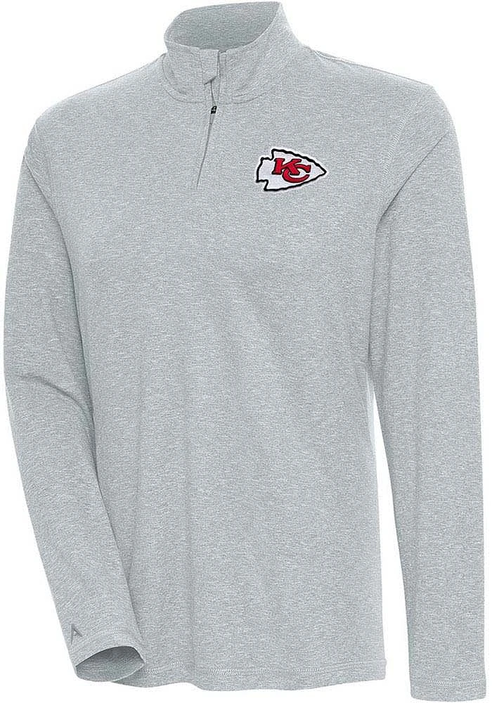 Antigua Kansas City Chiefs Womens Grey Confront Qtr Zip Pullover