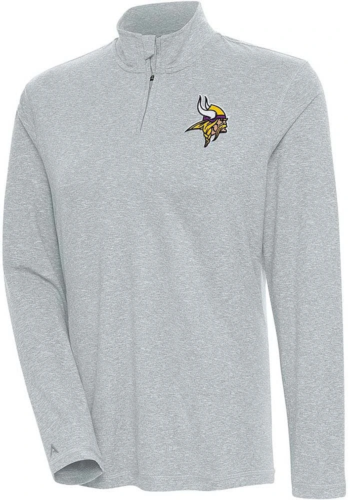 Antigua Minnesota Vikings Womens Grey Confront Qtr Zip Pullover
