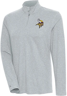 Antigua Minnesota Vikings Womens Grey Confront Qtr Zip Pullover