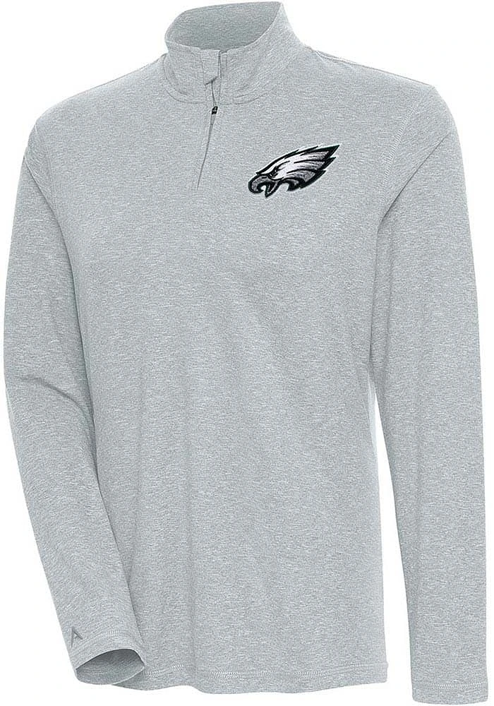 Antigua Philadelphia Eagles Womens Grey Confront Qtr Zip Pullover