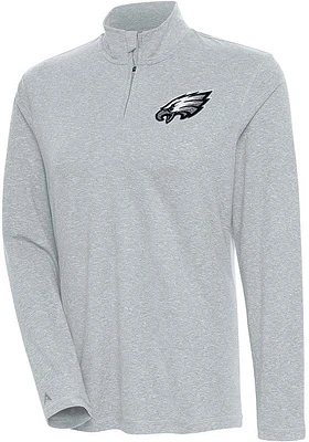 Antigua Philadelphia Eagles Womens Grey Confront Qtr Zip Pullover