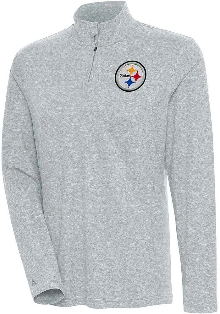 Antigua Pittsburgh Steelers Womens Grey Confront Qtr Zip Pullover