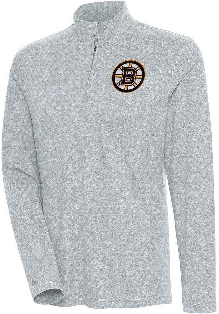 Antigua Boston Bruins Womens Grey Confront Qtr Zip Pullover