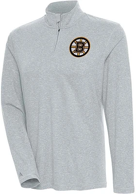 Antigua Boston Bruins Womens Grey Confront Qtr Zip Pullover
