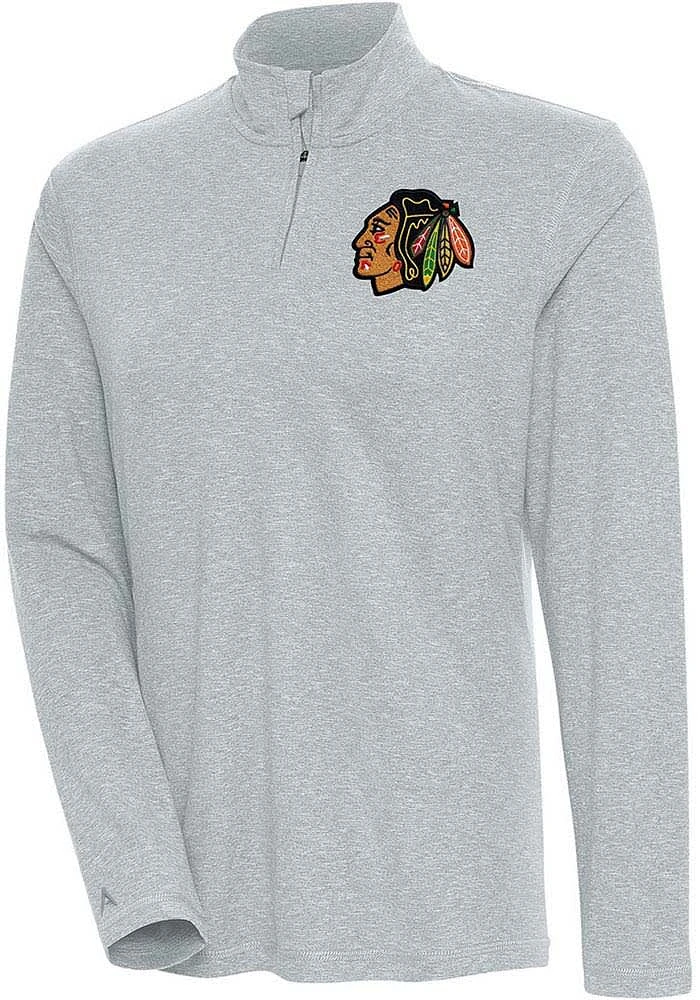 Antigua Chicago Blackhawks Womens Grey Confront Qtr Zip Pullover