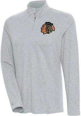 Antigua Chicago Blackhawks Womens Grey Confront Qtr Zip Pullover