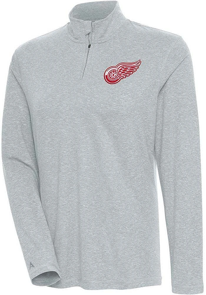 Antigua Detroit Red Wings Womens Grey Confront Qtr Zip Pullover