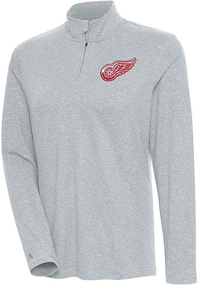 Antigua Detroit Red Wings Womens Grey Confront Qtr Zip Pullover