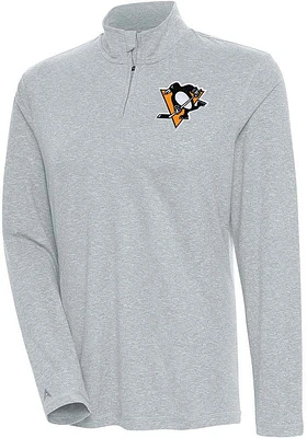 Antigua Pittsburgh Penguins Womens Grey Confront Qtr Zip Pullover