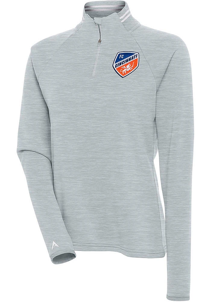 Antigua FC Cincinnati Womens Grey Milo Qtr Zip