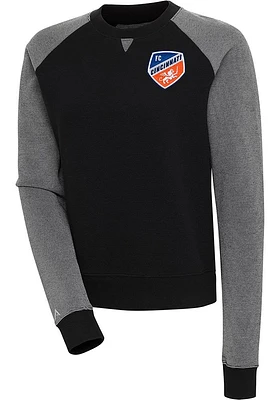 Antigua FC Cincinnati Womens Black Flier Bunker Crew Sweatshirt