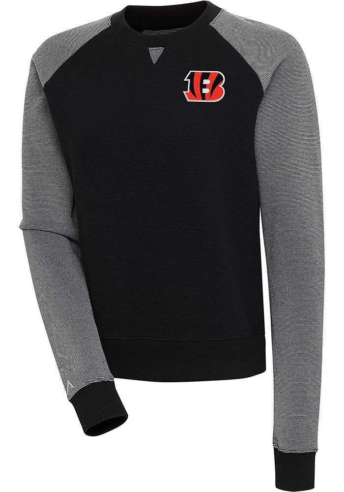 Antigua Cincinnati Bengals Womens Black Flier Bunker Crew Sweatshirt