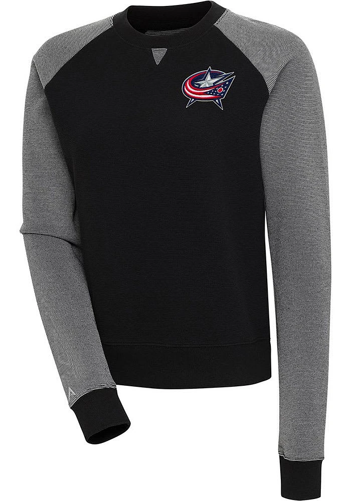 Antigua Columbus Blue Jackets Womens Black Flier Bunker Crew Sweatshirt