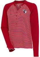 Antigua Cleveland Guardians Womens Red Maverick Henley LS Tee