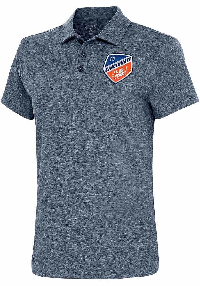 Antigua FC Cincinnati Womens Navy Blue Motivated Short Sleeve Polo Shirt