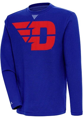 Antigua Dayton Flyers Mens Blue Flier Bunker Style Long Sleeve Crew Sweatshirt