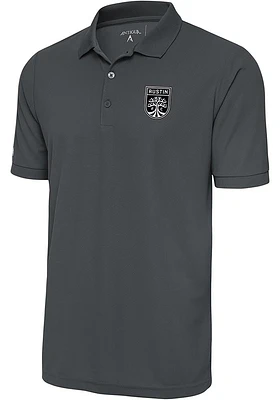 Antigua Austin FC Grey Metallic Logo Legacy Pique Big and Tall Polo