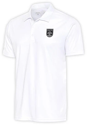 Antigua Austin FC White Metallic Logo Tribute Big and Tall Polo