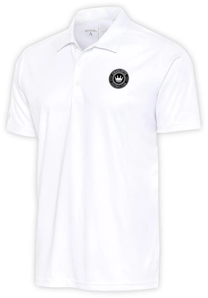 Antigua Charlotte FC White Metallic Logo Tribute Big and Tall Polo