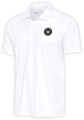 Antigua Charlotte FC White Metallic Logo Tribute Big and Tall Polo